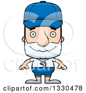 Clipart Of A Cartoon Happy Block Headed White Senior Man Sports Coach Royalty Free Vector Illustration