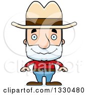 Poster, Art Print Of Cartoon Happy Block Headed White Senior Man Cowboy