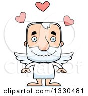 Cartoon Happy Block Headed White Senior Man Cupid