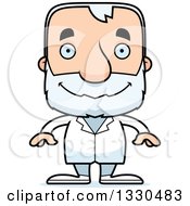 Clipart Of A Cartoon Happy Block Headed White Senior Man Doctor Royalty Free Vector Illustration by Cory Thoman