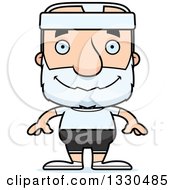 Clipart Of A Cartoon Happy Block Headed White Fit Senior Man Royalty Free Vector Illustration