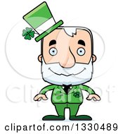 Cartoon Happy Block Headed White Senior Irish St Patricks Day Man