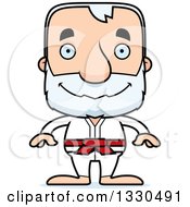 Cartoon Happy Block Headed White Senior Karate Man