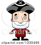 Cartoon Happy Block Headed White Senior Man Pirate