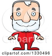 Clipart Of A Cartoon Happy Block Headed White Senior Man In Pjs Royalty Free Vector Illustration