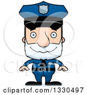 Cartoon Happy Block Headed White Senior Man Police Officer