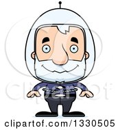Cartoon Happy Block Headed Futuristic White Senior Space Man