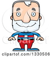 Cartoon Happy Block Headed White Senior Man Super Hero