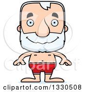 Clipart Of A Cartoon Happy Block Headed White Senior Man Swimmer Royalty Free Vector Illustration by Cory Thoman