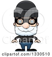 Cartoon Happy Block Headed White Senior Man Robber