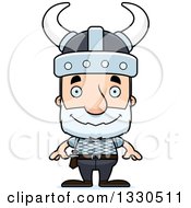 Cartoon Happy Block Headed White Senior Man Viking