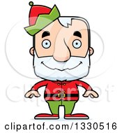 Poster, Art Print Of Cartoon Happy Block Headed White Senior Man Christmas Elf