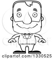 Poster, Art Print Of Cartoon Black And White Happy Block Headed White Senior Business Man