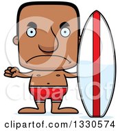 Clipart Of A Cartoon Mad Block Headed Black Man Surfer Royalty Free Vector Illustration