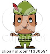 Clipart Of A Cartoon Mad Block Headed Robin Hood Black Man Royalty Free Vector Illustration