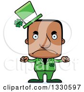 Clipart Of A Cartoon Mad Block Headed Irish St Patricks Day Black Man Royalty Free Vector Illustration