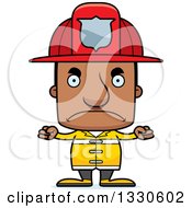 Cartoon Mad Block Headed Black Man Firefighter