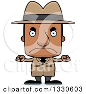 Clipart Of A Cartoon Mad Block Headed Black Man Detective Royalty Free Vector Illustration by Cory Thoman