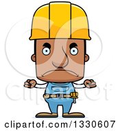 Cartoon Mad Block Headed Black Man Construction Worker