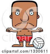 Poster, Art Print Of Cartoon Mad Block Headed Black Man Beach Volleyball Player