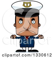 Cartoon Mad Block Headed Black Man Boat Captain
