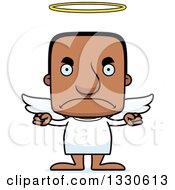 Clipart Of A Cartoon Mad Block Headed Black Angel Man Royalty Free Vector Illustration