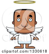 Clipart Of A Cartoon Happy Block Headed Black Angel Man Royalty Free Vector Illustration