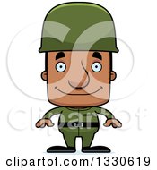 Cartoon Happy Block Headed Black Army Soldier Man