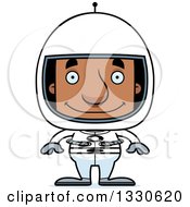 Cartoon Happy Block Headed Black Man Astronaut