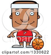 Cartoon Happy Block Headed Black Man Basketball Player