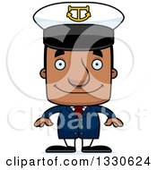 Cartoon Happy Block Headed Black Man Boat Captain