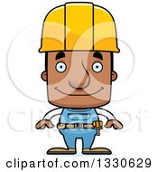 Cartoon Happy Block Headed Black Man Construction Worker