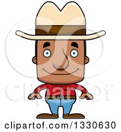 Cartoon Happy Block Headed Black Man Cowboy