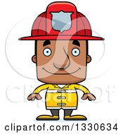Poster, Art Print Of Cartoon Happy Block Headed Black Man Firefighter