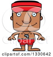 Poster, Art Print Of Cartoon Happy Block Headed Black Man Lifeguard