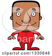 Clipart Of A Cartoon Happy Block Headed Black Man In Pajamas Royalty Free Vector Illustration