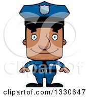 Poster, Art Print Of Cartoon Happy Block Headed Black Man Police Officer