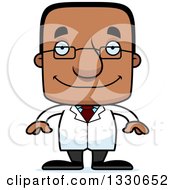 Clipart Of A Cartoon Happy Block Headed Black Man Scientist Royalty Free Vector Illustration