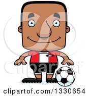 Poster, Art Print Of Cartoon Happy Block Headed Black Man Soccer Player