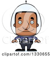 Poster, Art Print Of Cartoon Happy Block Headed Futuristic Spaceblack Man