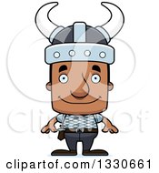 Clipart Of A Cartoon Happy Block Headed Black Man Viking Royalty Free Vector Illustration by Cory Thoman