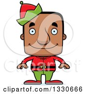 Poster, Art Print Of Cartoon Happy Block Headed Black Man Christmas Elf