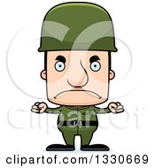 Cartoon Mad Block Headed White Man Soldier