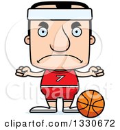 Cartoon Mad Block Headed White Man Basketball Player