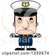 Cartoon Mad Block Headed White Man Boat Captain