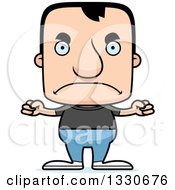 Clipart Of A Cartoon Mad Block Headed Casual White Man Royalty Free Vector Illustration