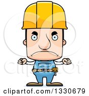 Cartoon Mad Block Headed White Man Construction Worker