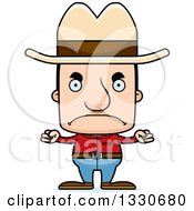 Cartoon Mad Block Headed White Man Cowboy