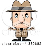 Clipart Of A Cartoon Mad Block Headed White Man Detective Royalty Free Vector Illustration