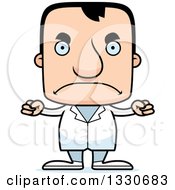 Clipart Of A Cartoon Mad Block Headed White Man Doctor Royalty Free Vector Illustration by Cory Thoman